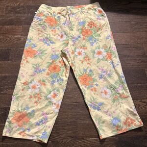 Lauren Ralph Lauren Pants Womens 14 Yellow Green Orange Capri Floral